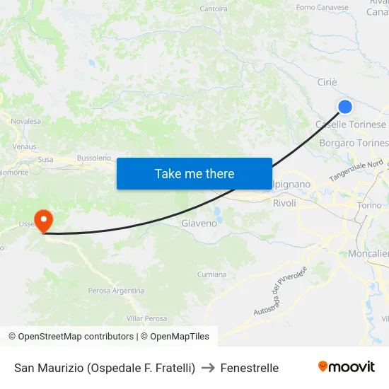 San Maurizio (F. Brothers Hospital) to Fenestrelle map