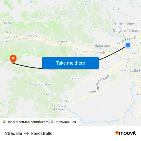 Stradella to Fenestrelle map