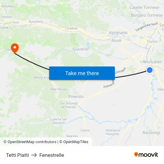 Tetti Piatti to Fenestrelle map