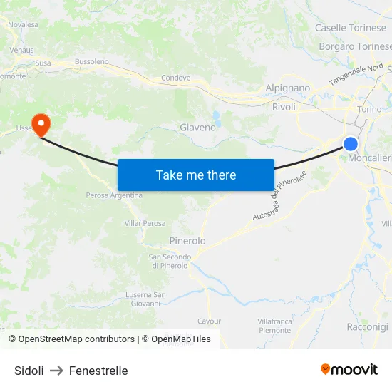 Sidoli to Fenestrelle map