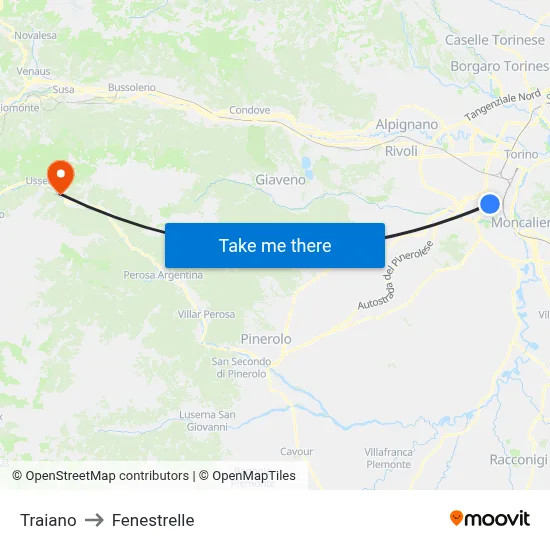 Traiano to Fenestrelle map