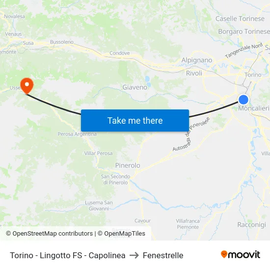 Torino - Lingotto FS - Capolinea to Fenestrelle map