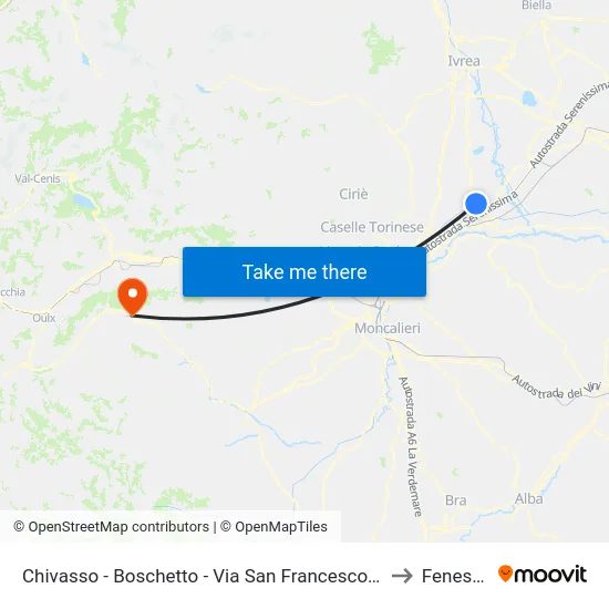 Chivasso - Boschetto - Via San Francesco Angolo Via Cene to Fenestrelle map