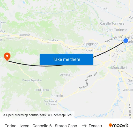 Torino - Iveco - Cancello 6 - Strada Cascinette to Fenestrelle map