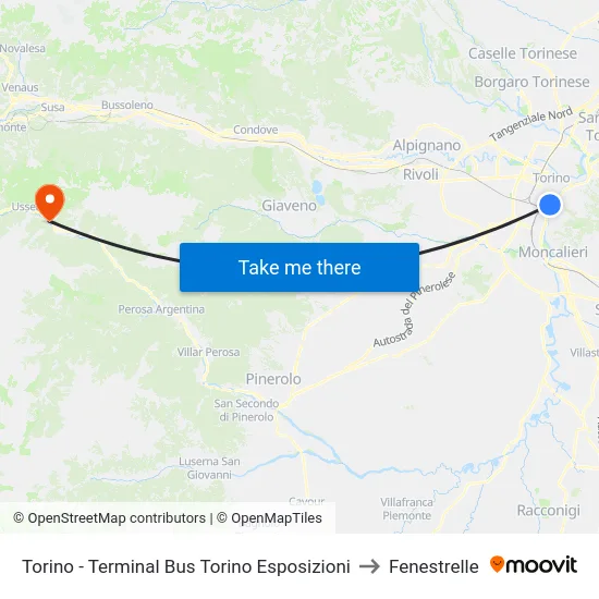 Torino - Terminal Bus Torino Esposizioni to Fenestrelle map