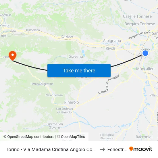 Torino - Via Madama Cristina Angolo Corso Vittorio to Fenestrelle map