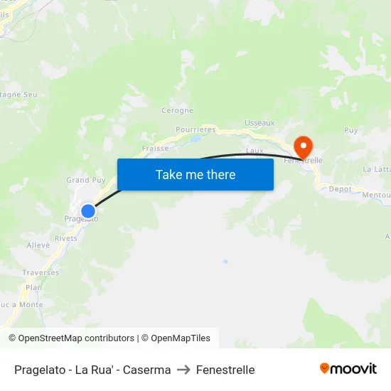 Pragelato - La Rua' - Caserma to Fenestrelle map