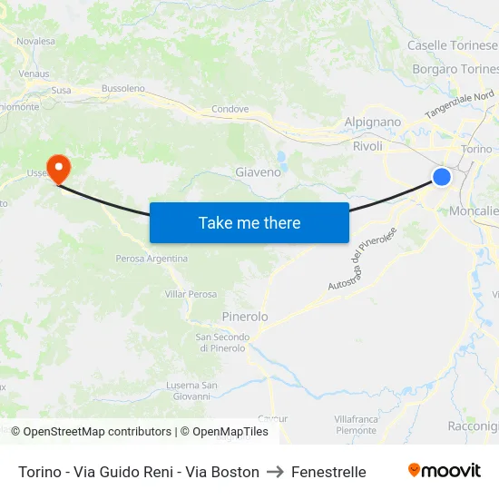 Torino - Via Guido Reni - Via Boston to Fenestrelle map