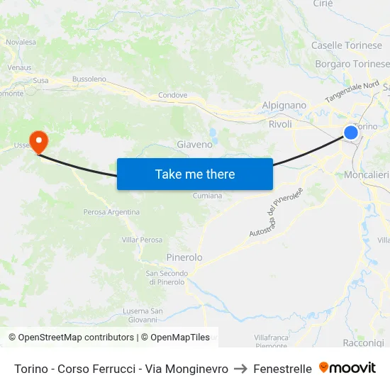 Turin - Ferrucci Course - Monginevro Street to Fenestrelle map