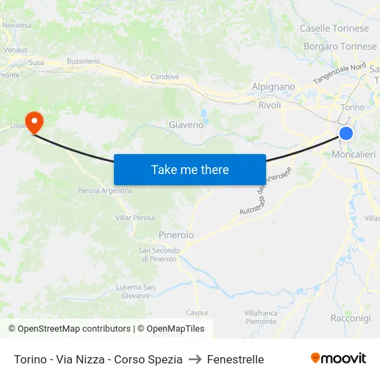 Torino - Via Nizza - Corso Spezia to Fenestrelle map