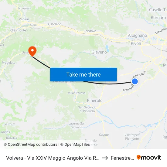 Volvera - Via XXIV Maggio Angolo Via Roma to Fenestrelle map