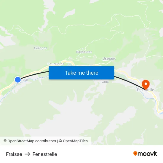 Fraisse to Fenestrelle map
