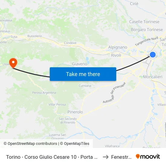 Turin - Corso Giulio Cesare 10 - Porta Palazzo to Fenestrelle map