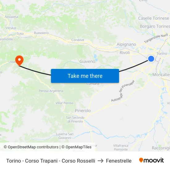 Torino - Corso Trapani - Corso Rosselli to Fenestrelle map