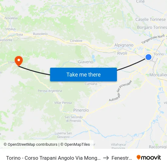 Turin - Corso Trapani Corner Via Monginevro to Fenestrelle map