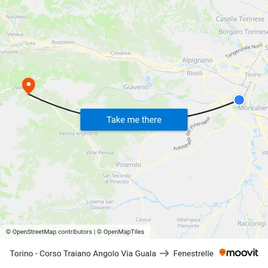 Turin - Traiano Avenue Corner Guala Street to Fenestrelle map