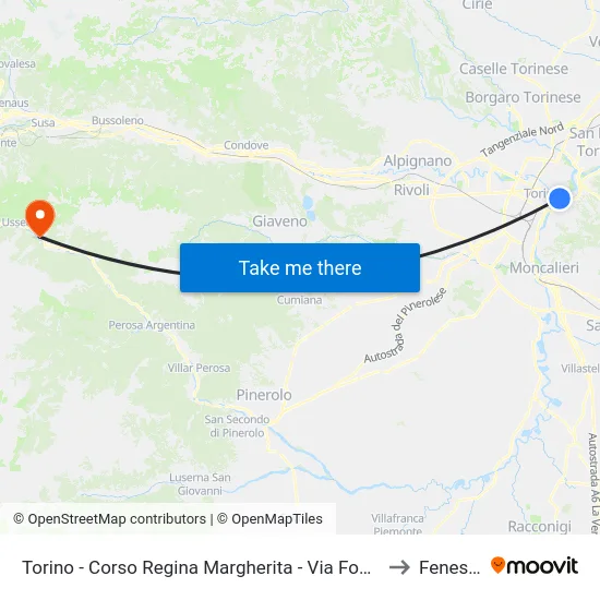 Torino - Corso Regina Margherita - Via Fontanesi - Via Napione to Fenestrelle map
