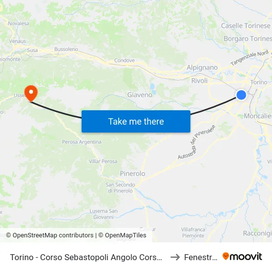 Torino - Corso Sebastopoli Angolo Corso Siracusa to Fenestrelle map