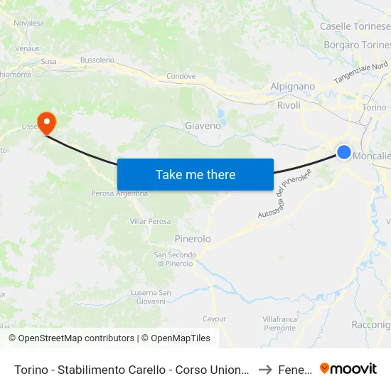 Turin - Carello Factory - Soviet Union Course - Drosso Road to Fenestrelle map