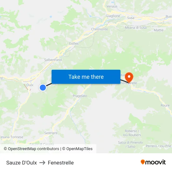 Sauze D'Oulx to Fenestrelle map