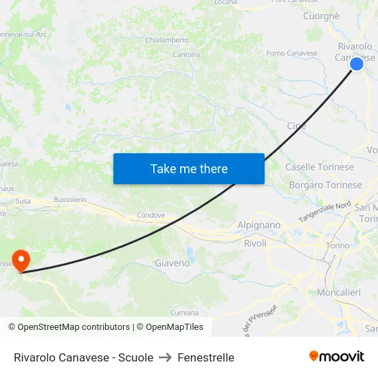 Rivarolo Canavese - Scuole to Fenestrelle map