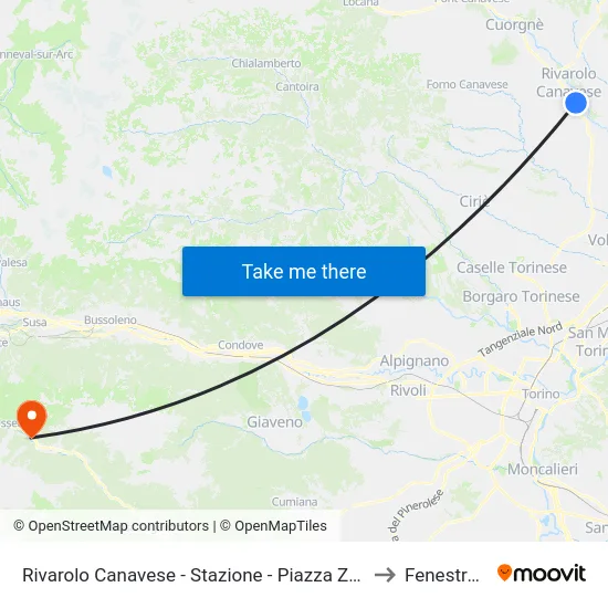 Rivarolo Canavese - Stazione - Piazza Zanotti to Fenestrelle map