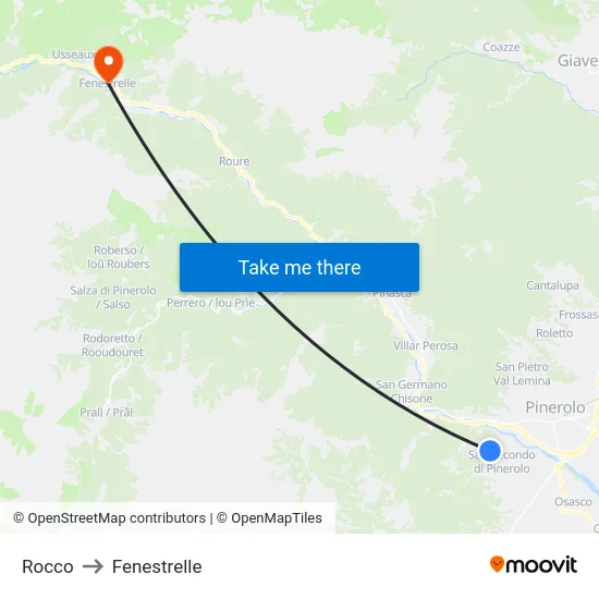 Rocco to Fenestrelle map