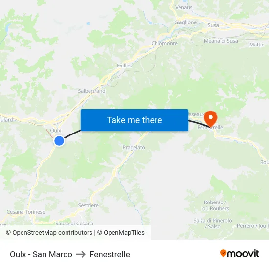 Oulx - San Marco to Fenestrelle map
