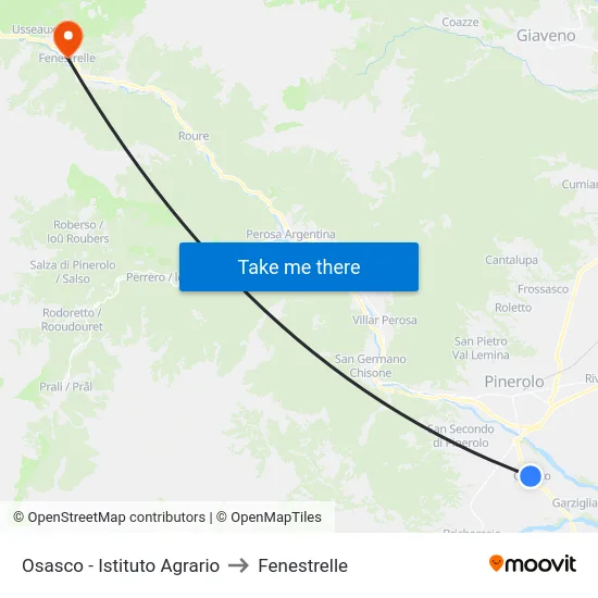 Osasco - Istituto Agrario to Fenestrelle map