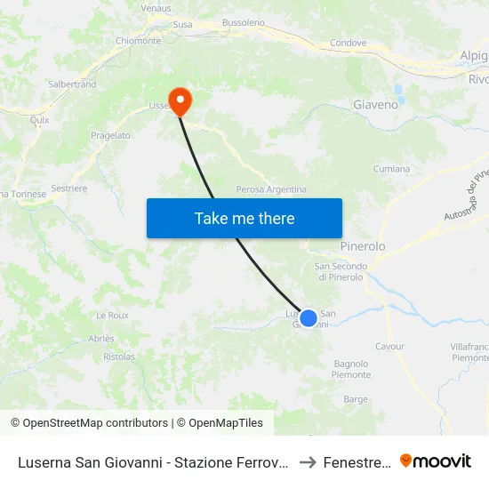 Luserna San Giovanni - Stazione Ferroviaria to Fenestrelle map