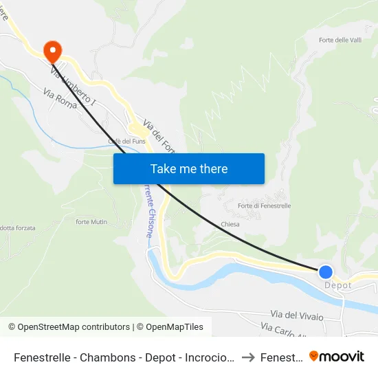 Fenestrelle - Chambons - Depot - SS 23 - SP 172 Junction to Fenestrelle map
