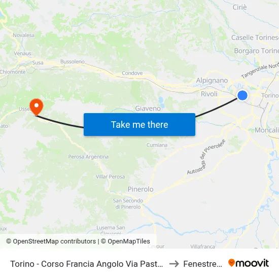 Turin - Corso Francia Corner Via Pasteur to Fenestrelle map