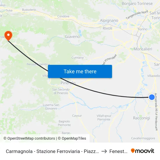 Carmagnola - Stazione Ferroviaria - Piazza XXX Aprile to Fenestrelle map