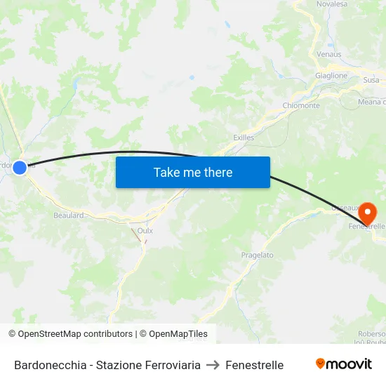 Bardonecchia - Stazione Ferroviaria to Fenestrelle map