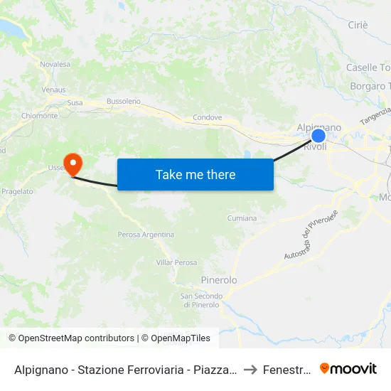 Alpignano - Stazione Ferroviaria - Piazza Robotti to Fenestrelle map