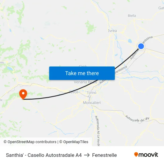 Santhia' - Casello Autostradale A4 to Fenestrelle map