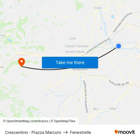 Crescentino - Piazza Marconi to Fenestrelle map