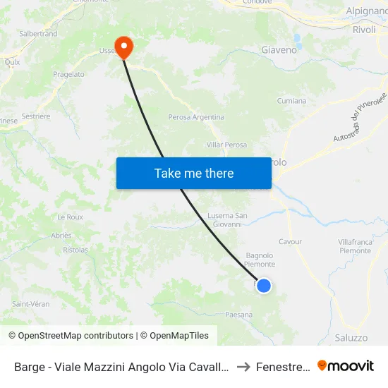 Barge - Viale Mazzini Angolo Via Cavallotta to Fenestrelle map