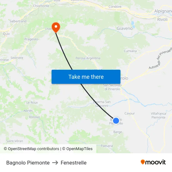 Bagnolo Piemonte to Fenestrelle map