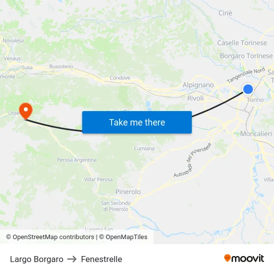 Largo Borgaro to Fenestrelle map