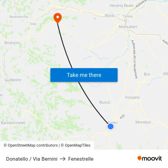 Donatello / Bernini Street to Fenestrelle map