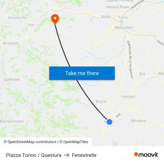 Piazza Torino / Police Headquarters to Fenestrelle map