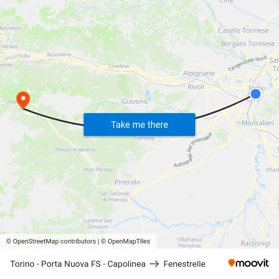Torino - Porta Nuova FS - Capolinea to Fenestrelle map