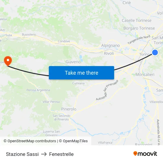 Stazione Sassi to Fenestrelle map
