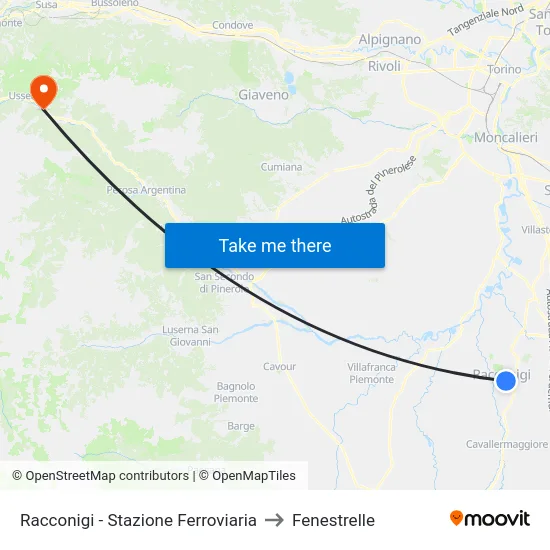 Racconigi - Stazione Ferroviaria to Fenestrelle map