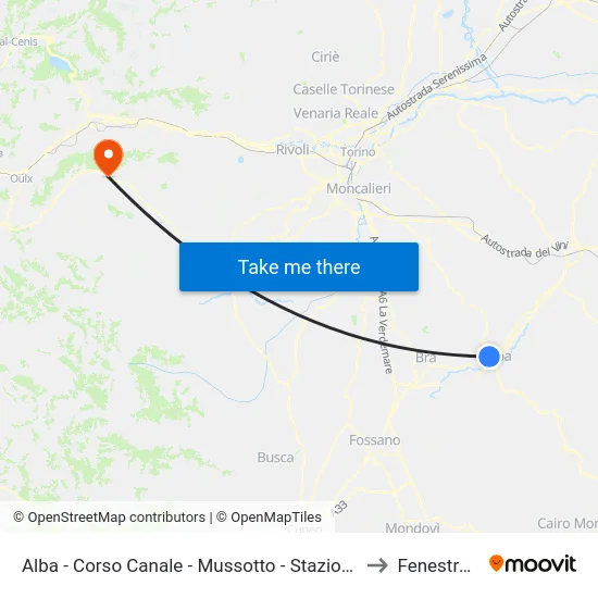 Alba - Corso Canale - Mussotto - Stazione FS to Fenestrelle map
