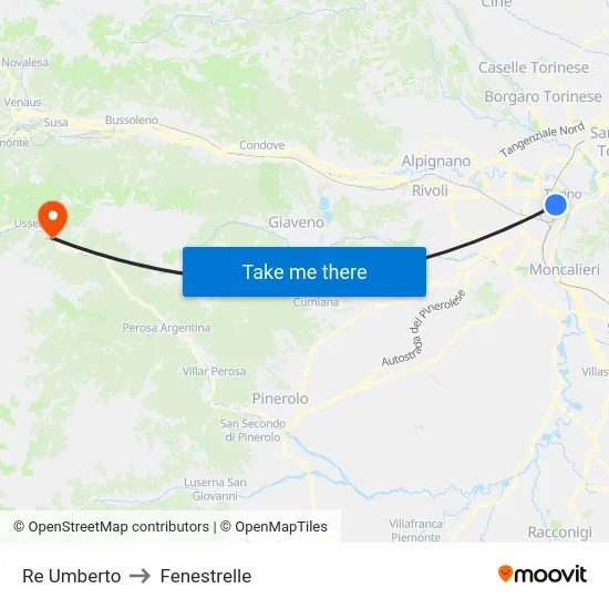 Re Umberto to Fenestrelle map