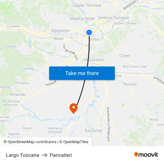 Tuscany Square to Pancalieri map