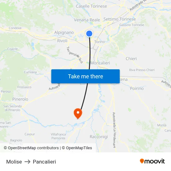 Molise to Pancalieri map