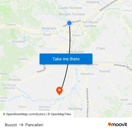 Buozzi to Pancalieri map